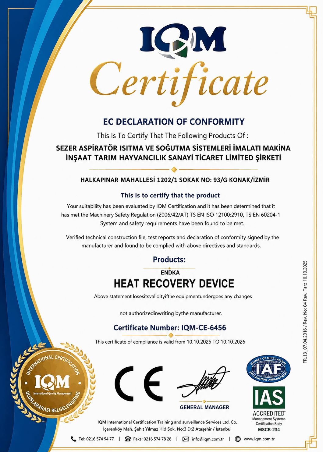 CE Heat Recovery Device